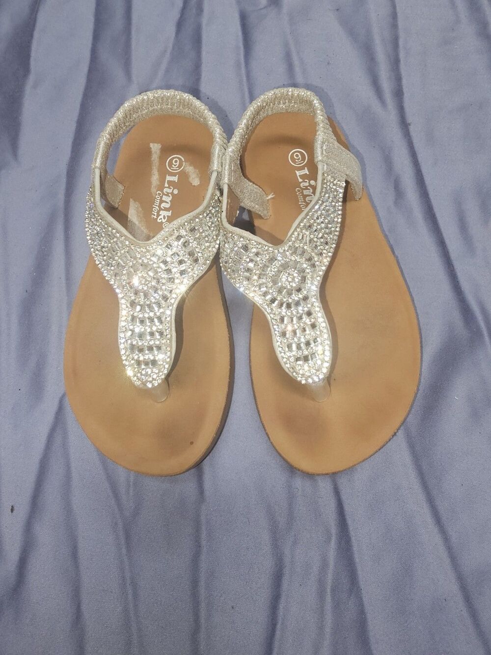 Link Girls Little Kids Silver Rhinestone Sandal Size 9